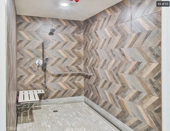 a bathroom with a shower curtain