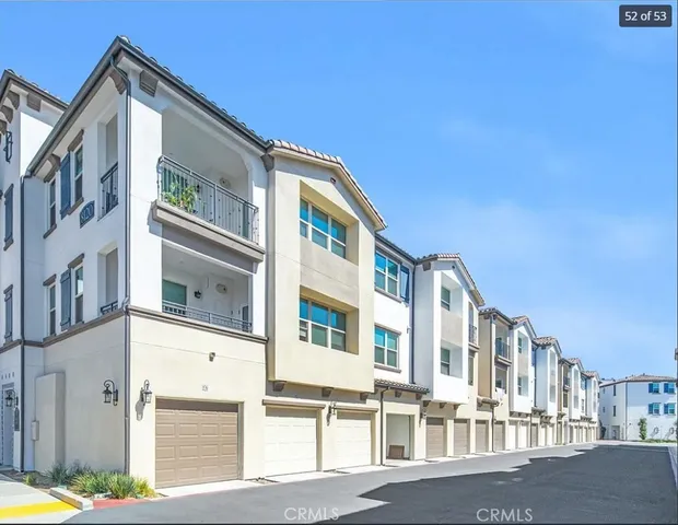 a front view of a multi story building