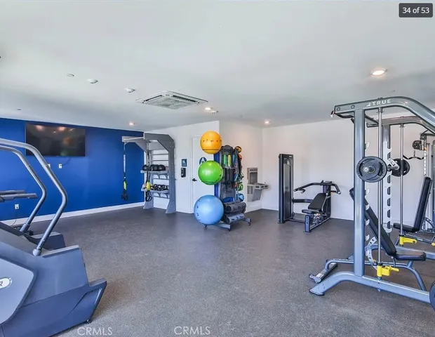 a room with gym equipment