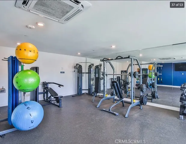 a view of a room with gym equipment