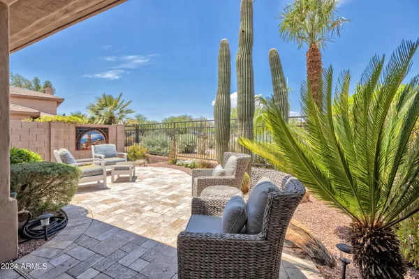 a view of outdoor space with seating area