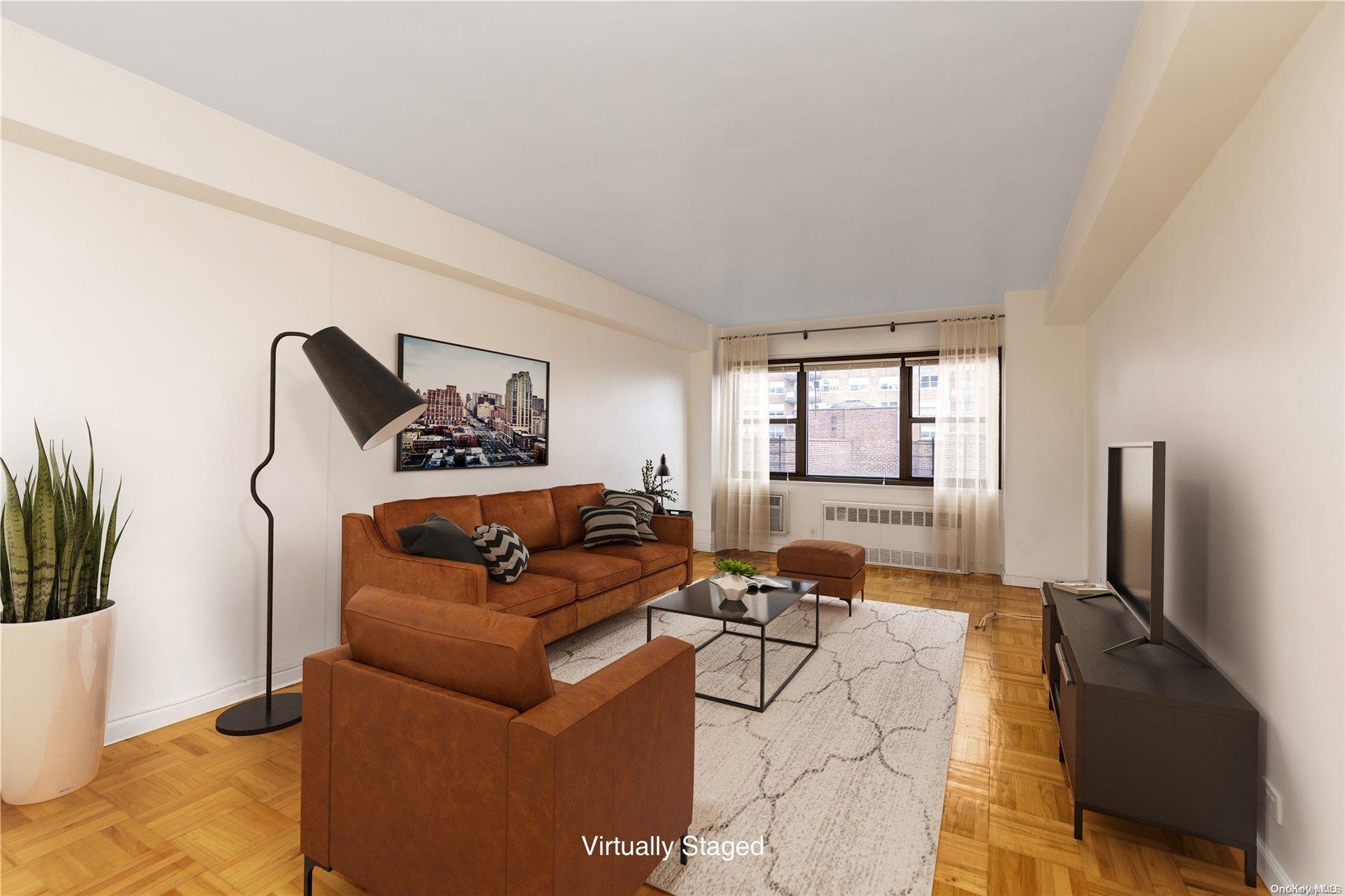 109-33 71st Road, Unit 7B Queens, NY 11375 - Photo 3 of 14 a living room with furniture and a flat screen tv