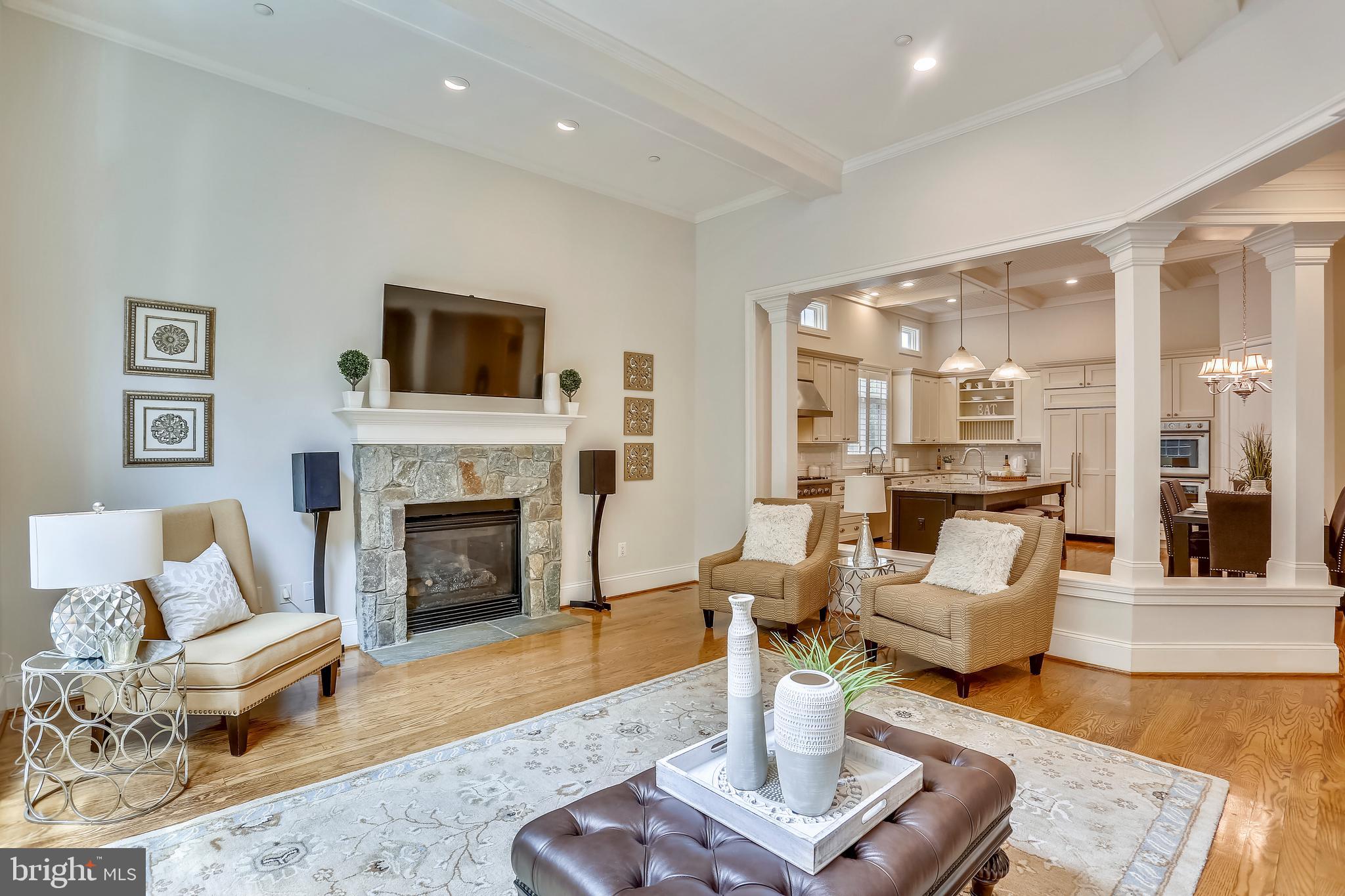 6106 Kirby Road Bethesda, MD 20817 - Photo 15 of 71 Family Room with Fireplace and High Ceilings