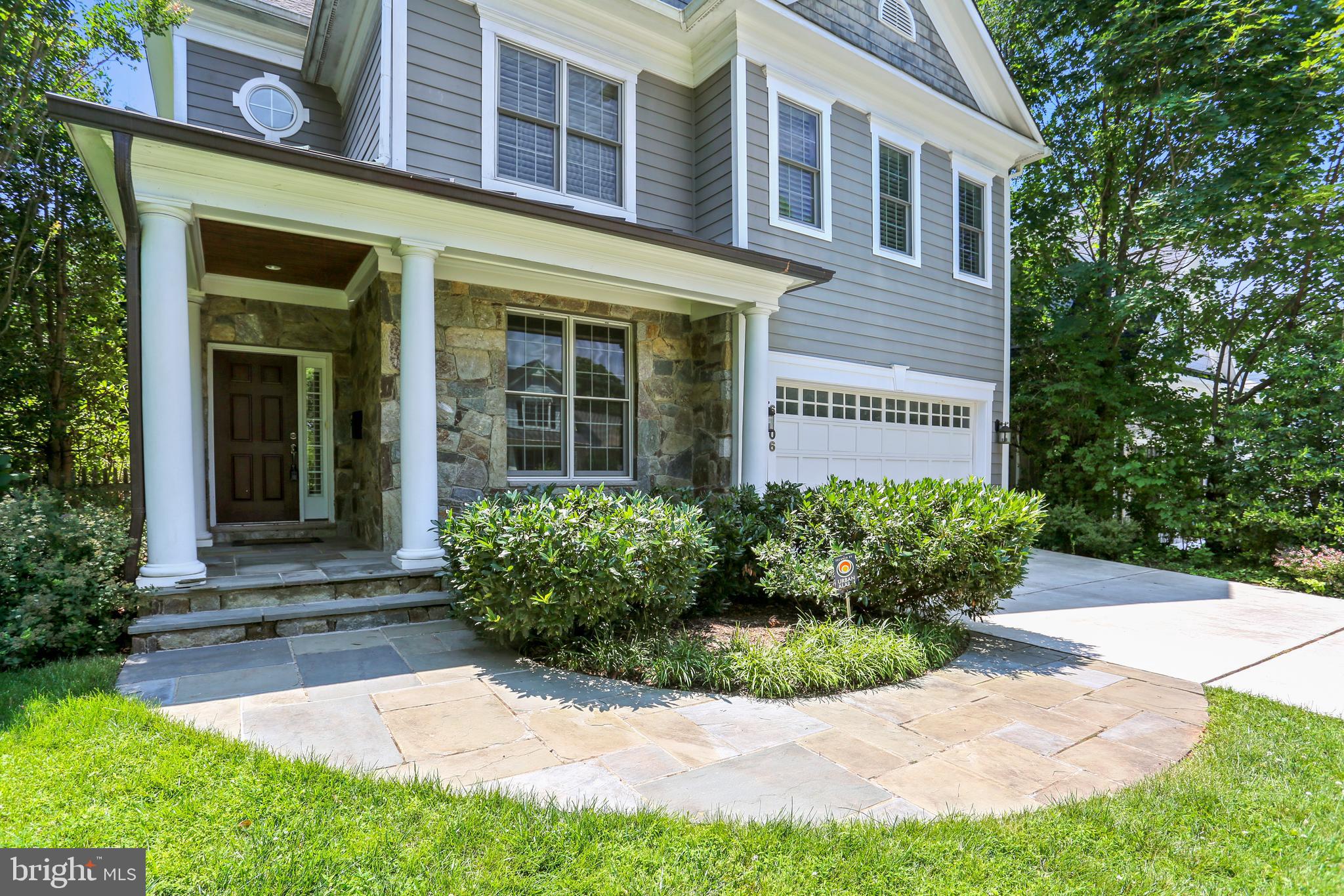 Covered Front Porch with Stone Accents