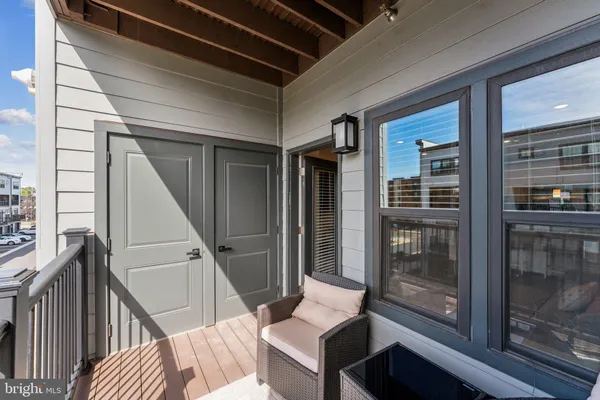a living room with stairs