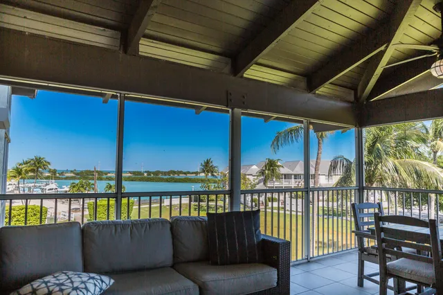 a balcony with furniture