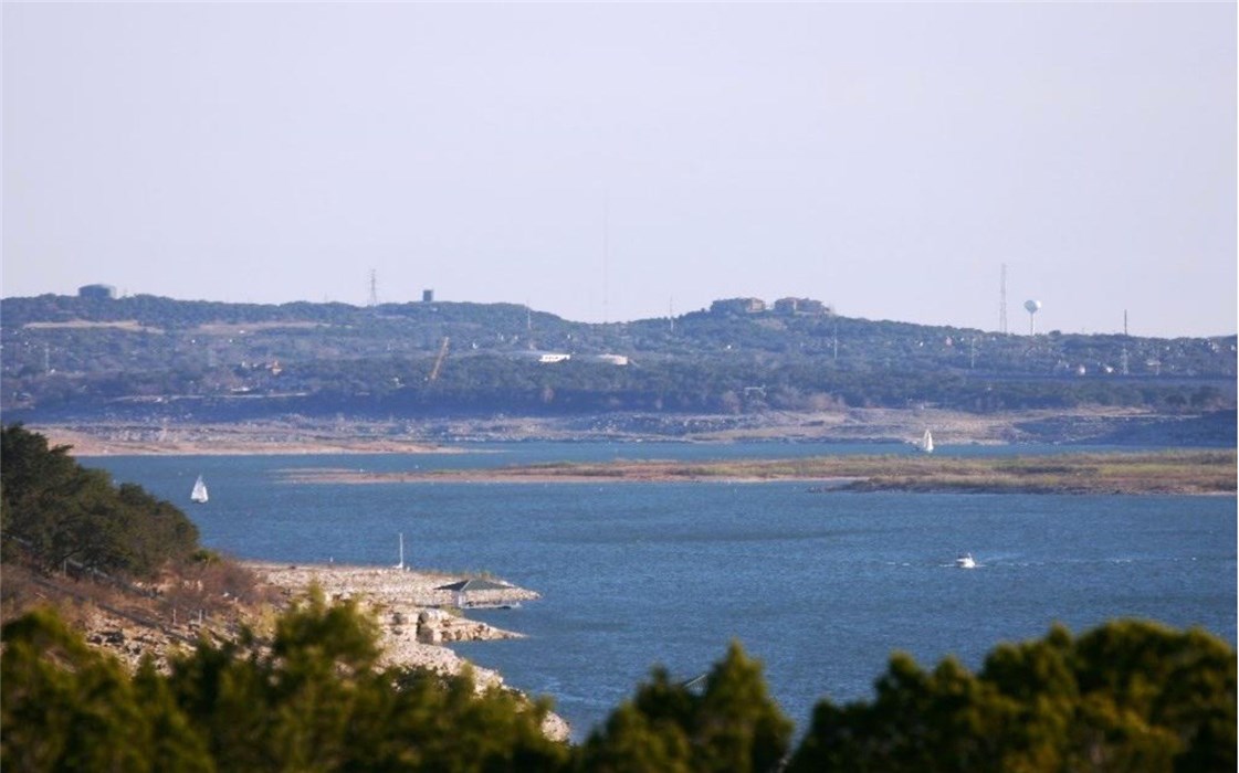 a view of lake and mountain