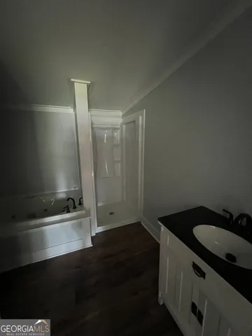 a bathroom with a sink and a tub