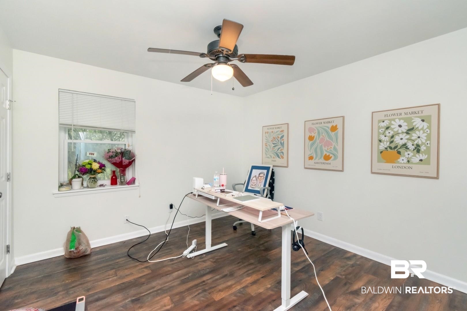 6208 Cottage Hill Road Mobile, AL 36609 - Photo 14 of 20 Office area with dark wood-type flooring and ceiling fan