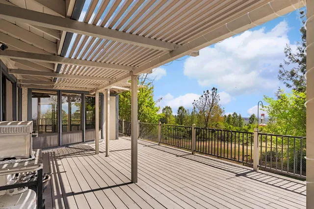 a view of a garden with an outdoor space