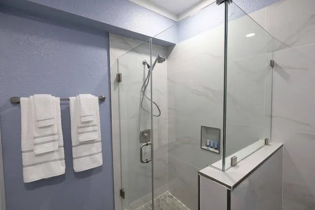a bathroom with a shower