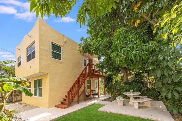 a building view with a outdoor space
