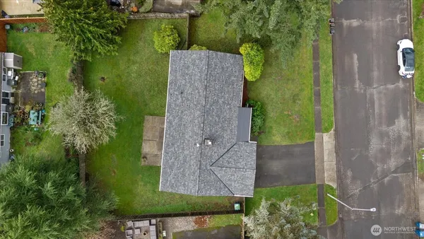 an aerial view of a house