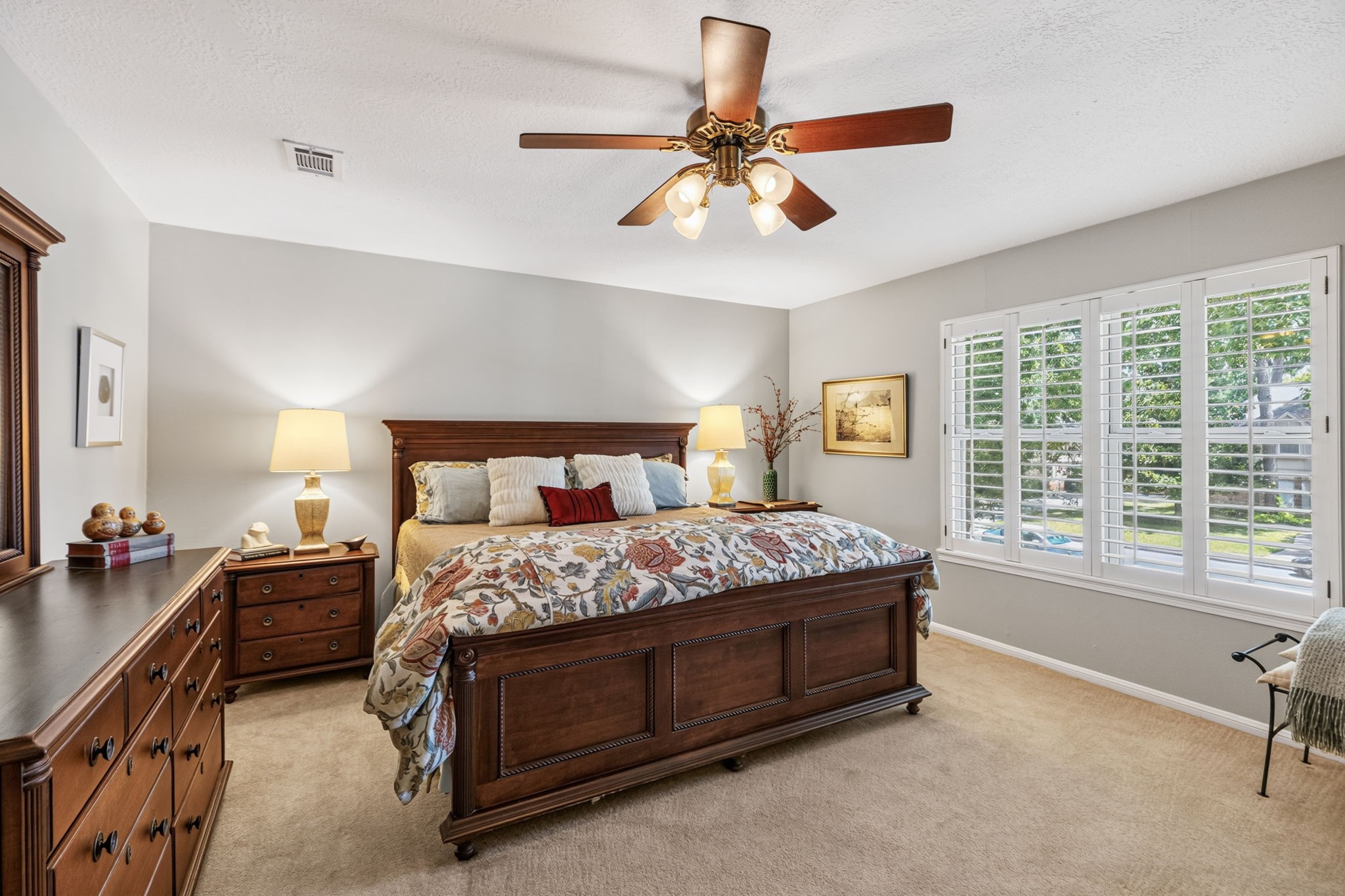 3414 Flaming Candle Drive Spring, TX 77388 - Photo 27 of 50 PRIMARY BEDROOM - Spacious room with decorator paint and plantation shutters.