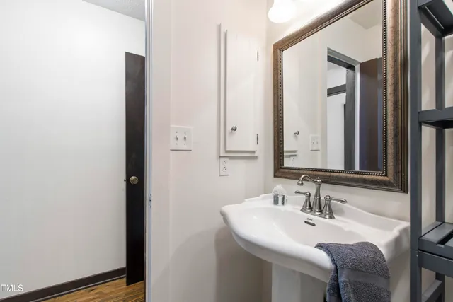a bathroom with a bathtub