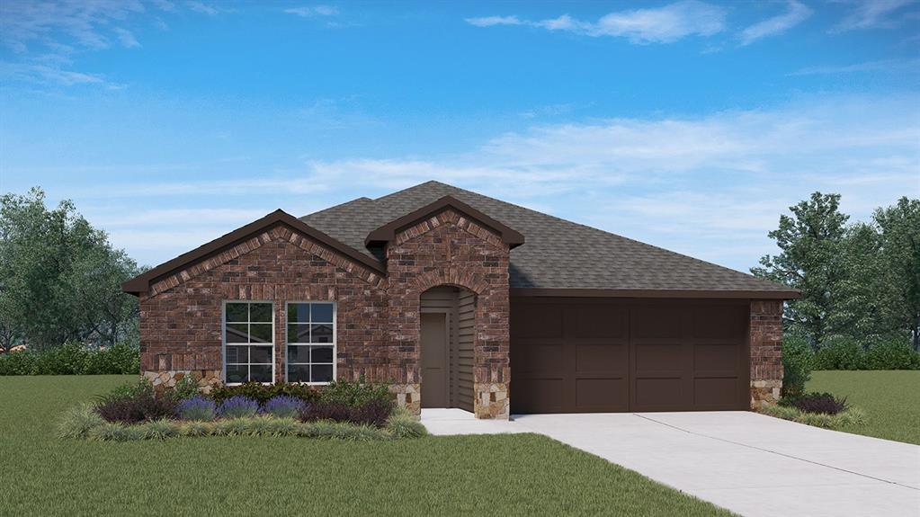 1106 Caspian Lane Leonard, TX 75452 - Photo 1 of 1 View of front of house featuring stone siding, a front lawn, and a shingled roof