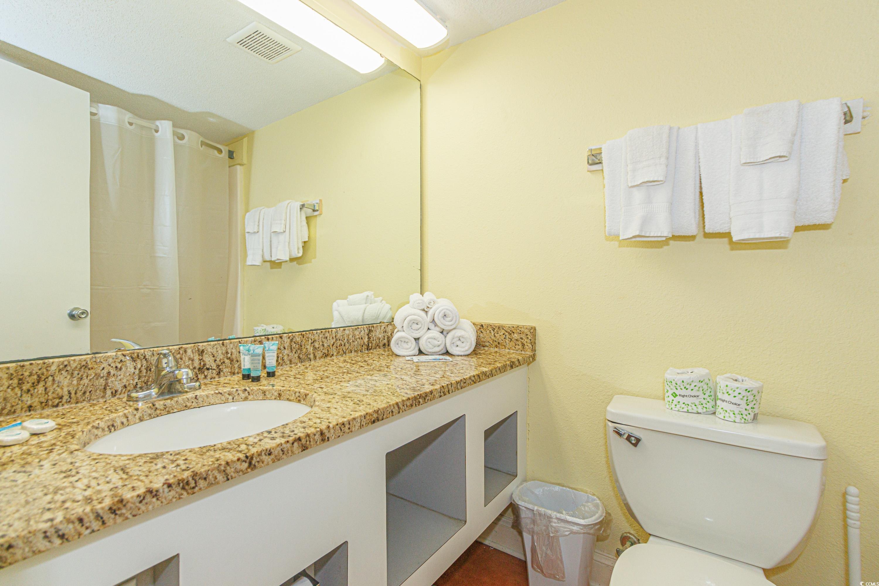 1207 South Ocean Boulevard, Unit 20703 Myrtle Beach, SC 29577 - Photo 16 of 22 Bathroom featuring toilet, radiator heating unit, and vanity