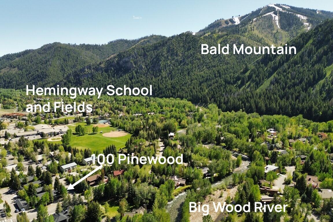 100 Pinewood Lane, Unit 100 Ketchum, ID 83340 - Photo 15 of 16 Aerial with Baldy