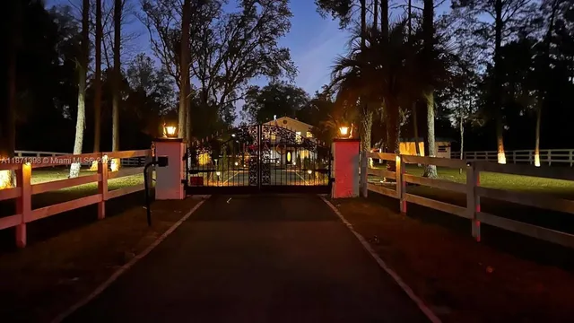 a view of a park with benches
