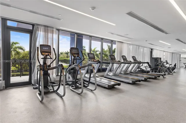 a view of a room with gym equipment