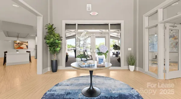 a room with window and screen