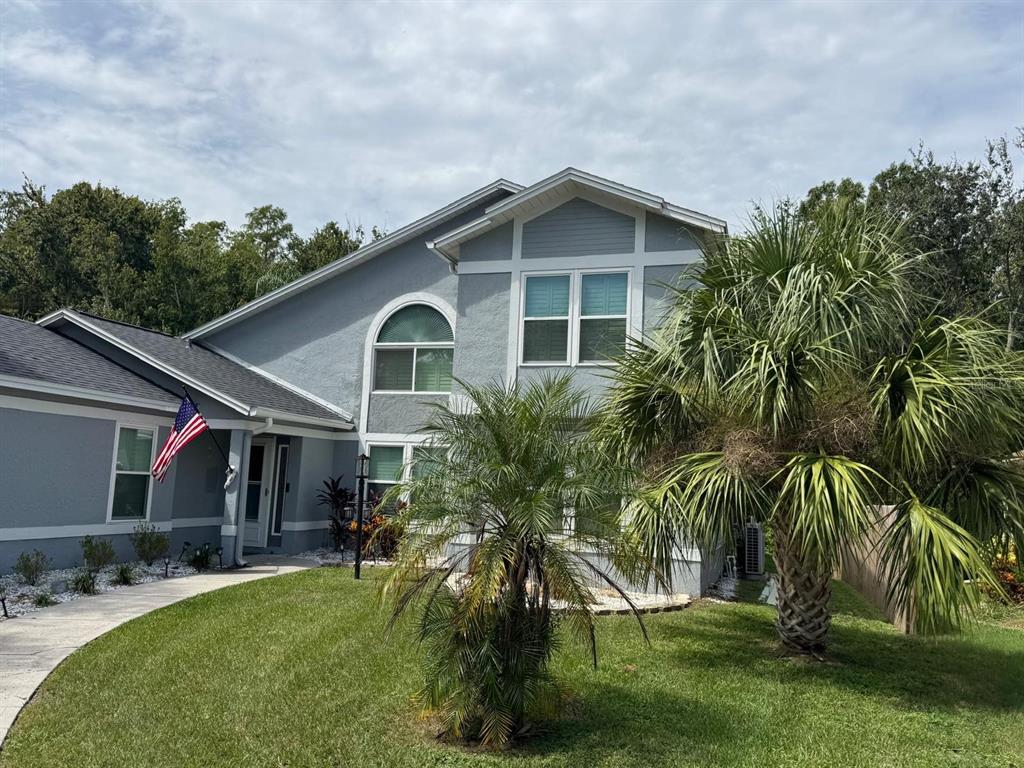 a view of a yard in front of house