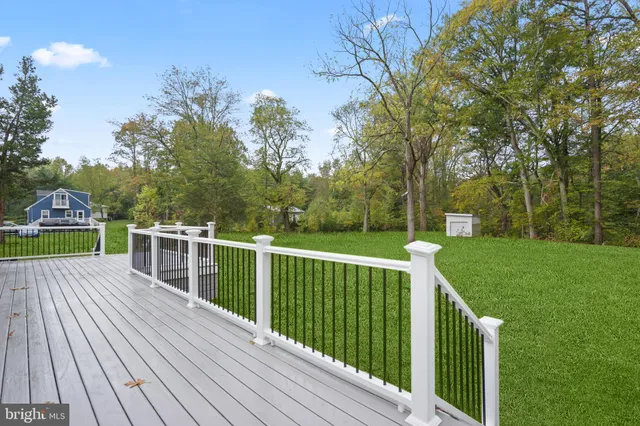 a view of a deck with mountain view