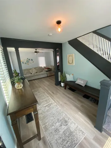 a living room with furniture