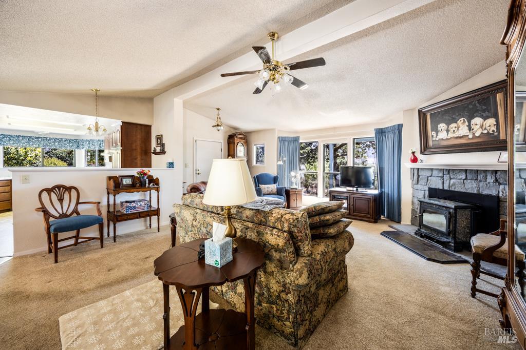 6707 Badger Creek Road Santa Rosa, CA 95409 - Photo 9 of 53 a living room with furniture a fireplace and a flat screen tv