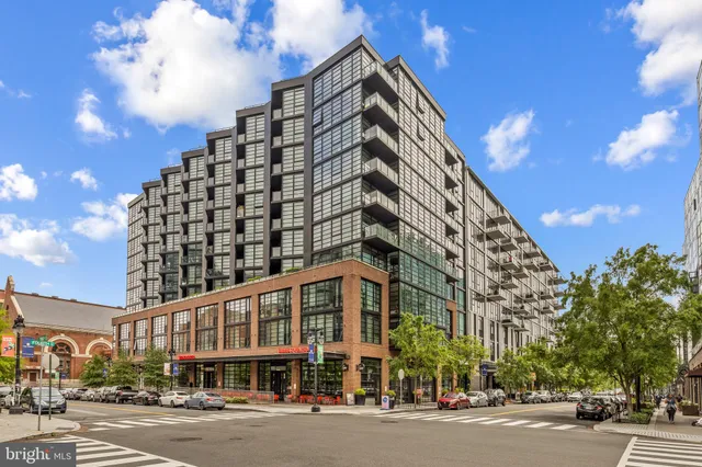 front view of a building with a street