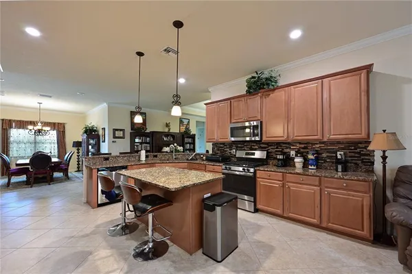 a kitchen with lots of counter top space