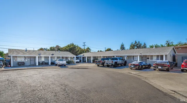 a car parked in front of the building