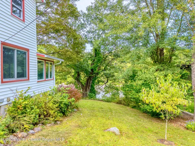 a view of a lake with a park
