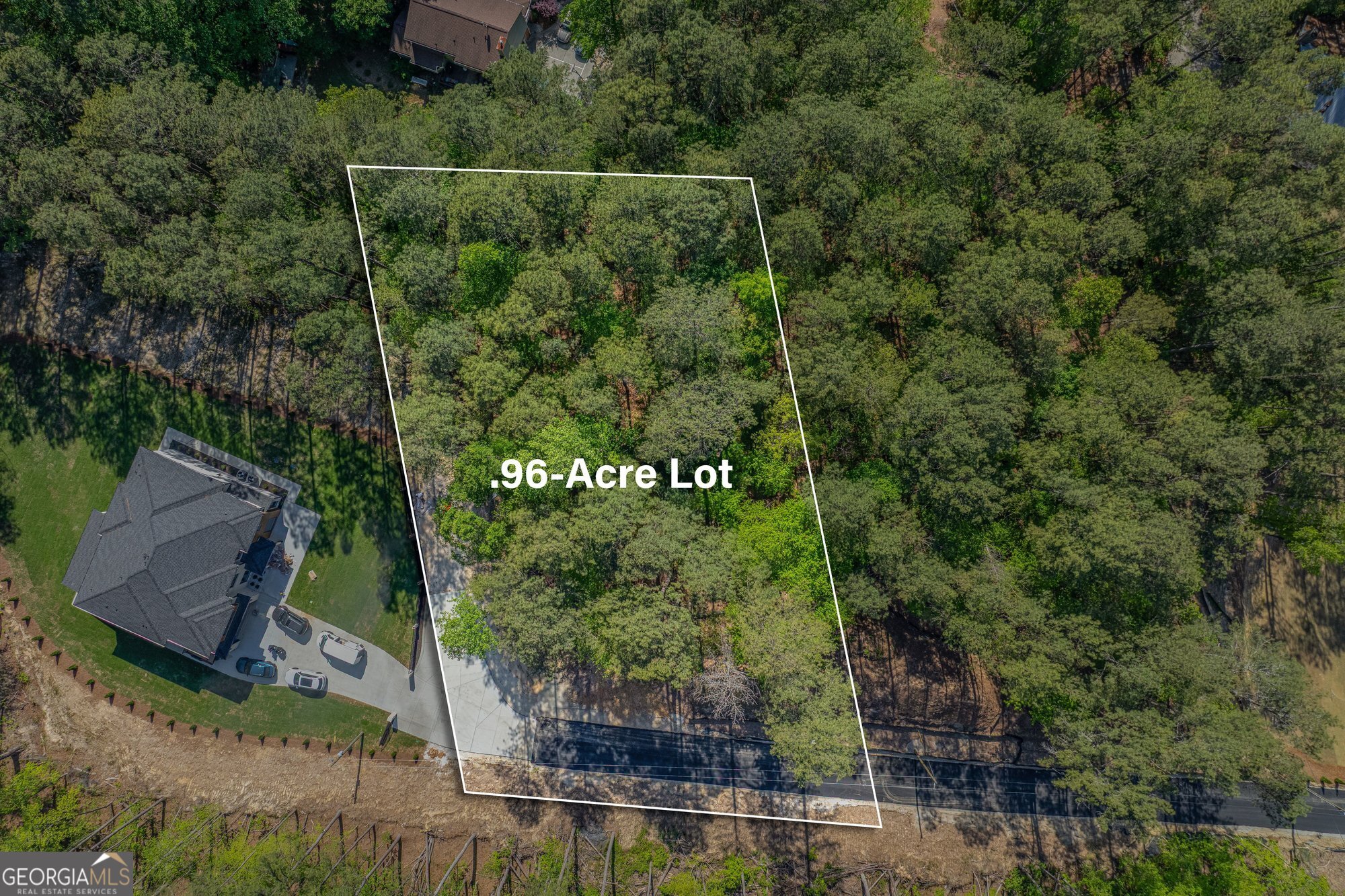 an aerial view of a house