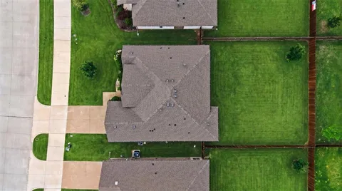 an aerial view of a house
