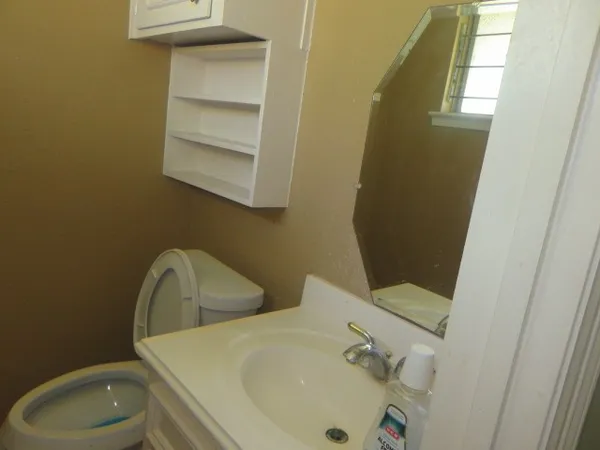 a bathroom with a sink and toilet