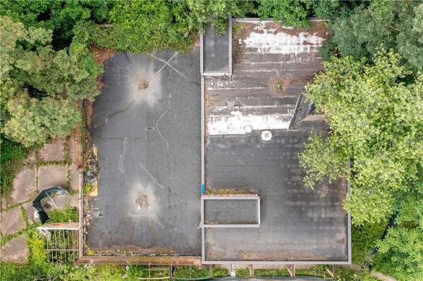 an aerial view of a house