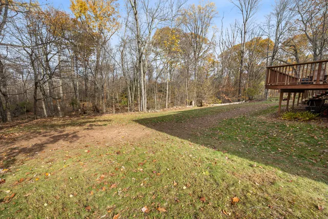 a backyard of a house with trees and houses