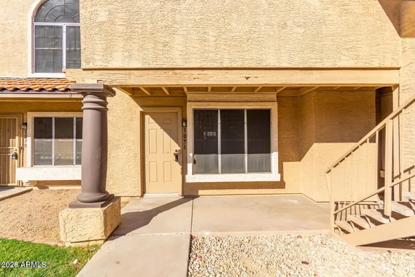 a front view of a house with a window