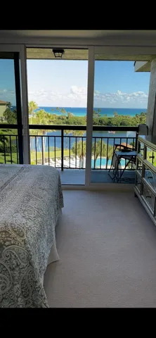 a view of a lake with a mountain in the background