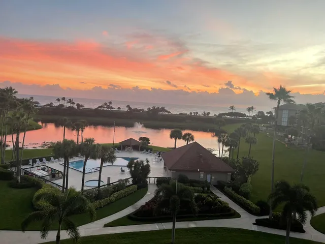 a view of a lake with a city view