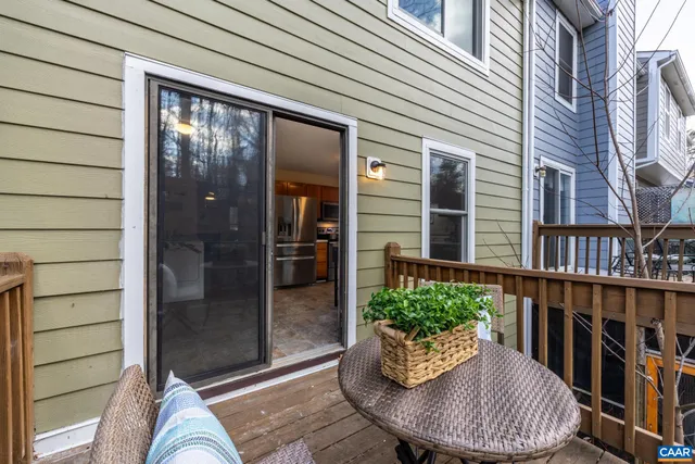a view of a porch with furniture