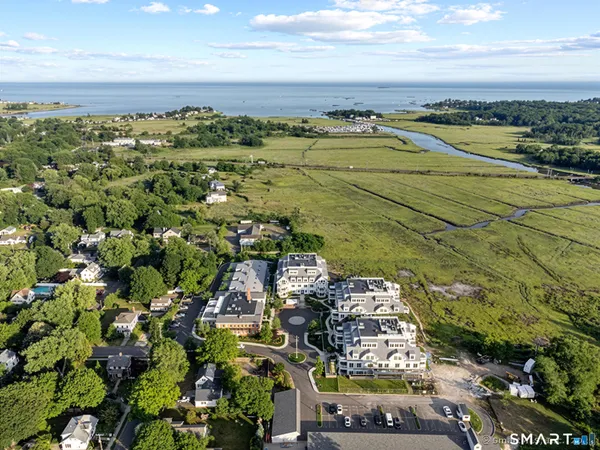a view of a city with an ocean