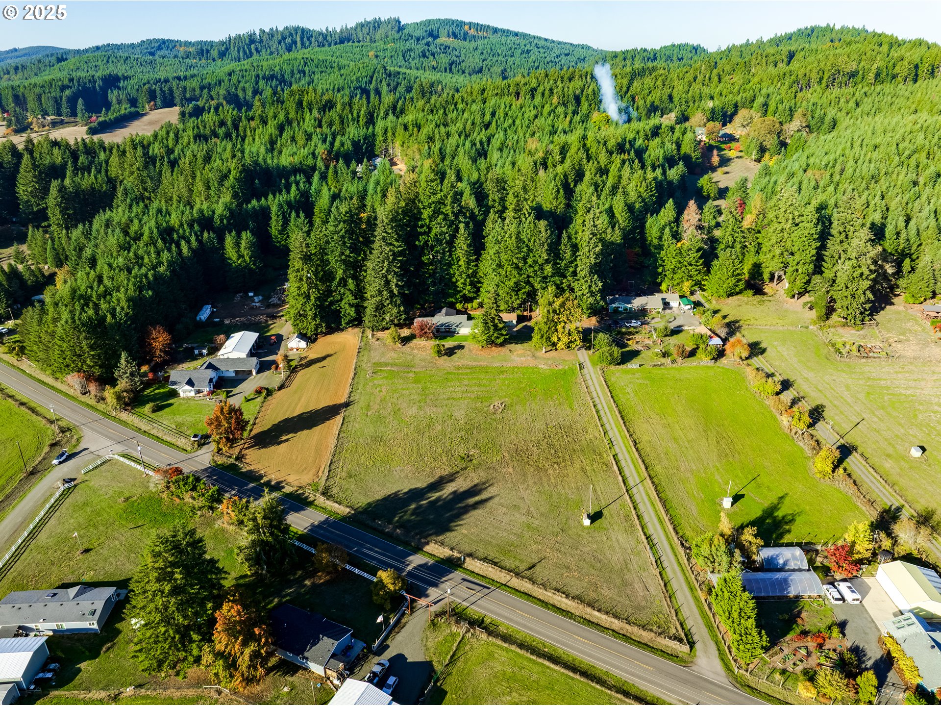 24531 Vaughn Road Veneta, OR 97487 - Photo 44 of 47 an aerial view of a house with a yard
