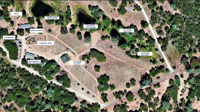 a view of a field of grass and trees