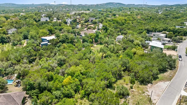 a view of a lush green field with lots of bushes