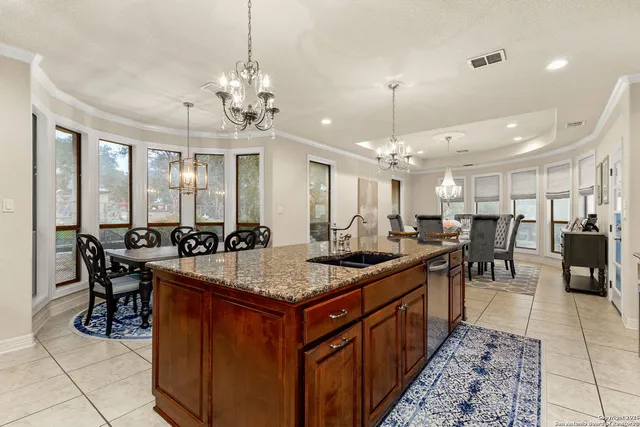 a kitchen with lots of counter top space