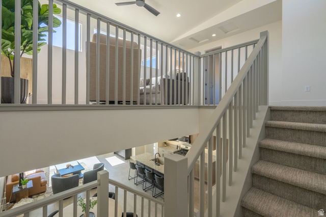 2972 West 570 North Hurricane, UT 84737 - Photo 61 of 104 Stairs with plenty of natural light, ceiling fan, and recessed lighting