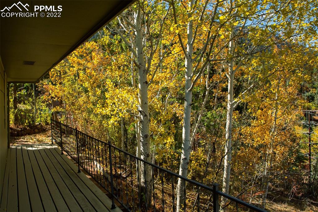 9610 Mohawk Trail Cascade, CO 80809 - Photo 35 of 38 a view of balcony with wooden floor