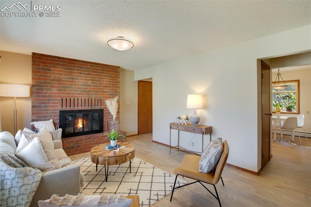 9610 Mohawk Trail Cascade, CO 80809 - Photo 7 of 38 a living room with furniture and a fireplace